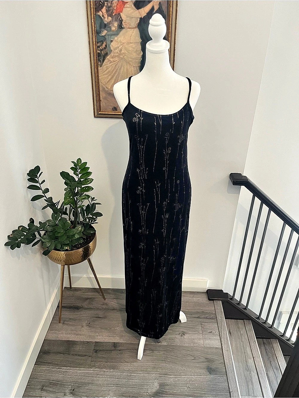 Vintage velvet whimsigoth Floral Maxi Dress